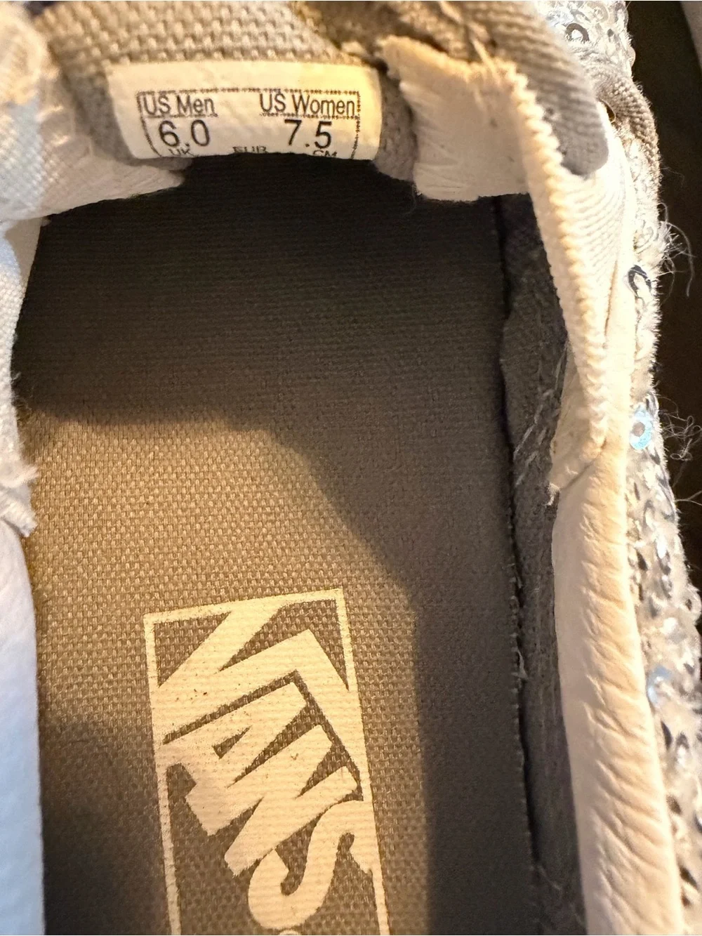Vans Women’s Silver Sequin Slip-On Shoes - Picture 3 of 3